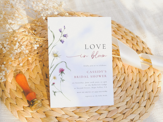 Love in Bloom Wildflower Bridal Shower Invitation