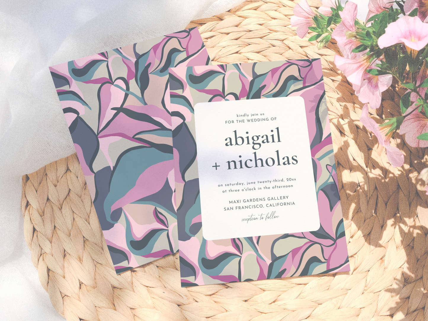 Maximalist Bold Colorful Floral Wedding Invitation