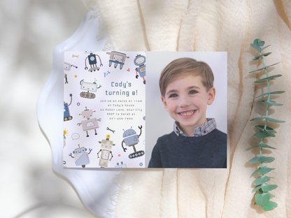 Robot Birthday Party Invitation Bundle