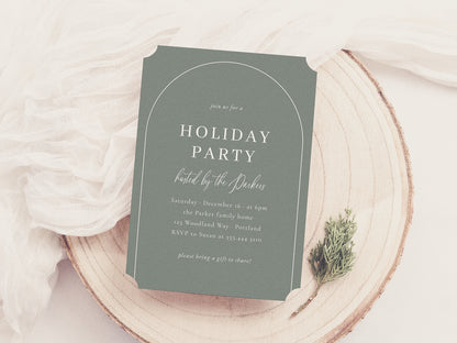 Boho Modern Arch Christmas Holiday Party Invitation