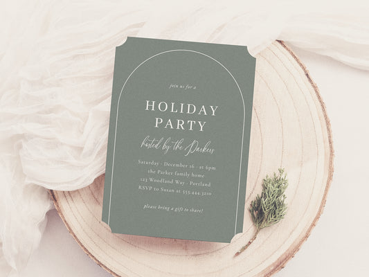 Boho Modern Arch Christmas Holiday Party Invitation
