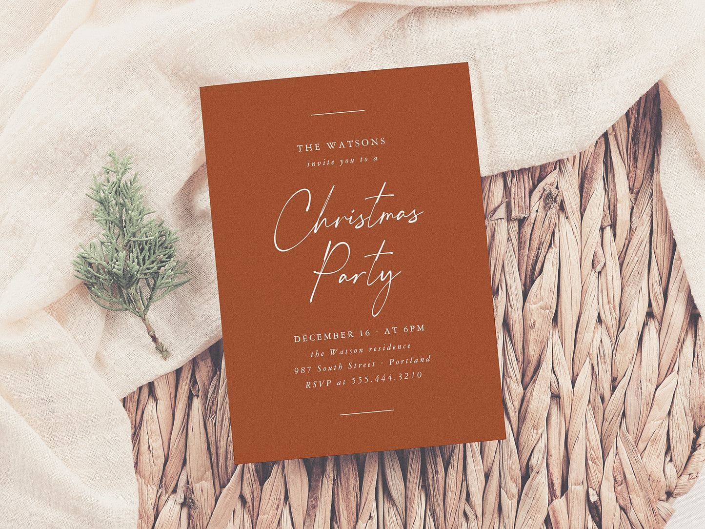 Modern Minimal Christmas Party Invitation