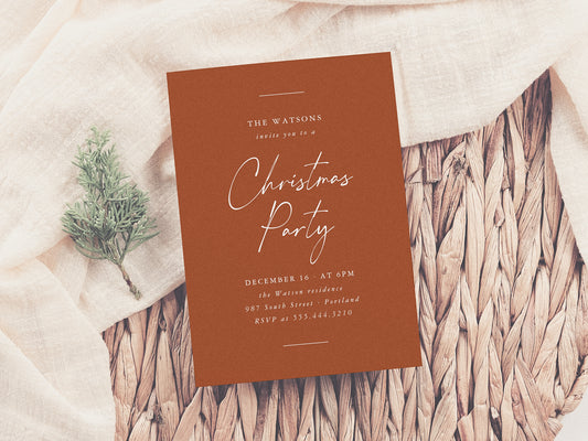 Modern Minimal Christmas Party Invitation