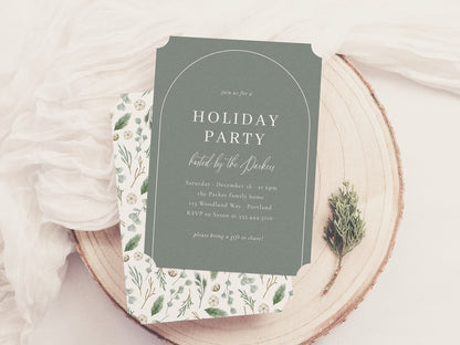 Boho Modern Arch Christmas Holiday Party Invitation