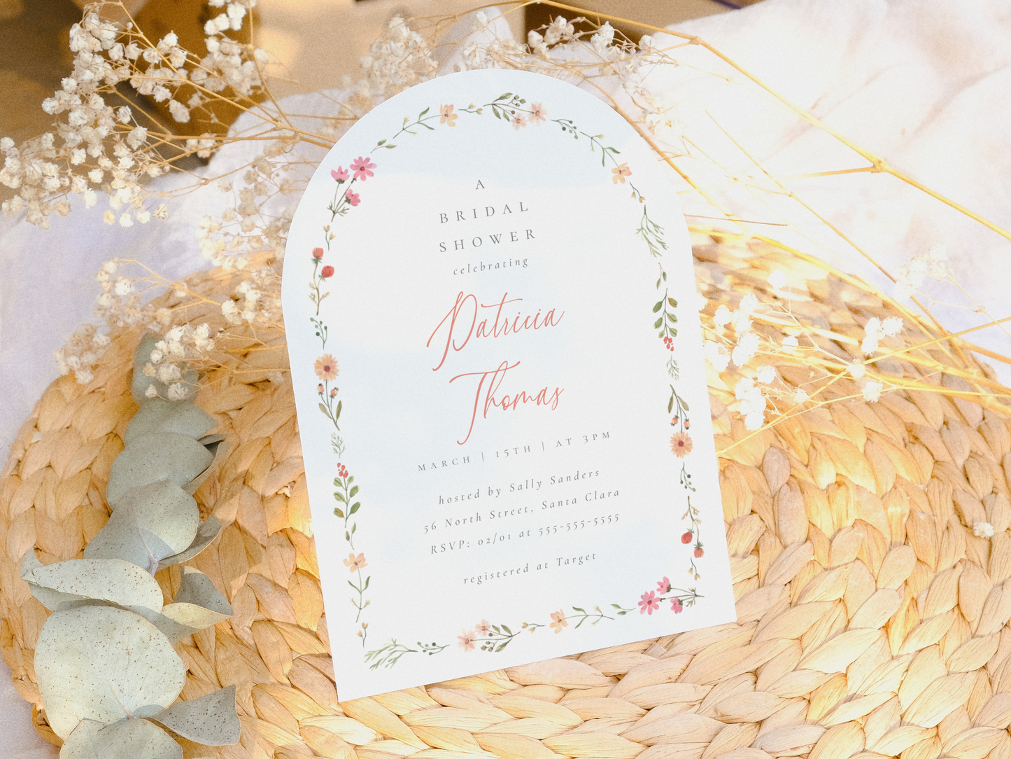 Wildflower Arch Floral Bridal Shower Invitation