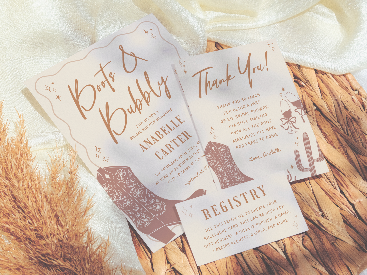 Boots and Bubbly Bridal Shower Invitation Bundle