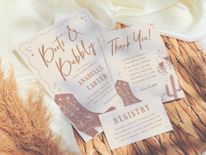 Boots and Bubbly Bridal Shower Invitation Bundle