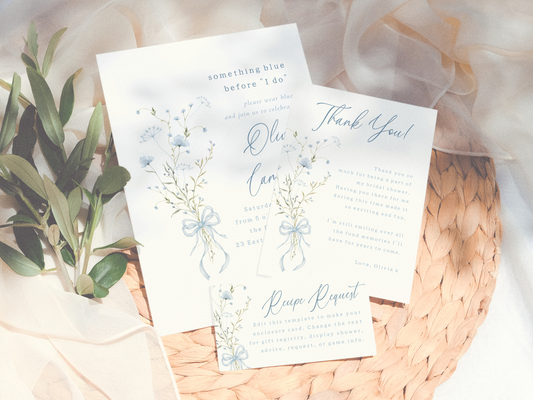 Something Blue Wildflower Bridal Shower Invitation Bundle