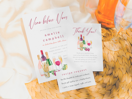 Vino Before Vows Wine Bridal Shower Invitation Bundle