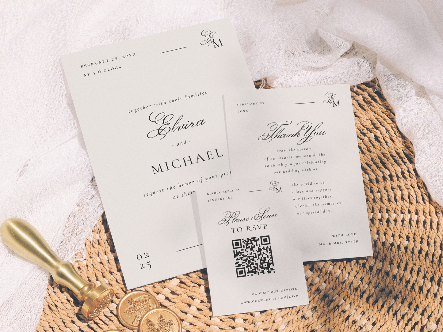 Minimalist Editorial Photo Luxury Wedding Invitation Suite