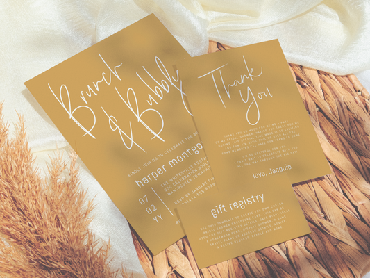 Boho Desert Colors Brunch & Bubbly Bridal Shower Invitation Bundle