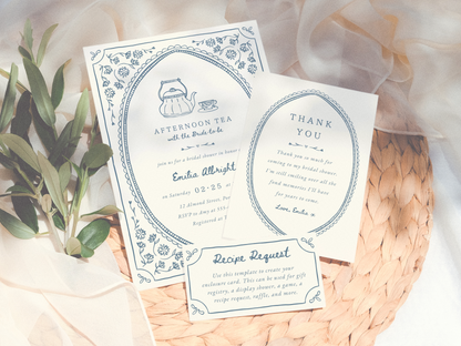 Whimsical Vintage Tea Party Bridal Shower Invitation Bundle