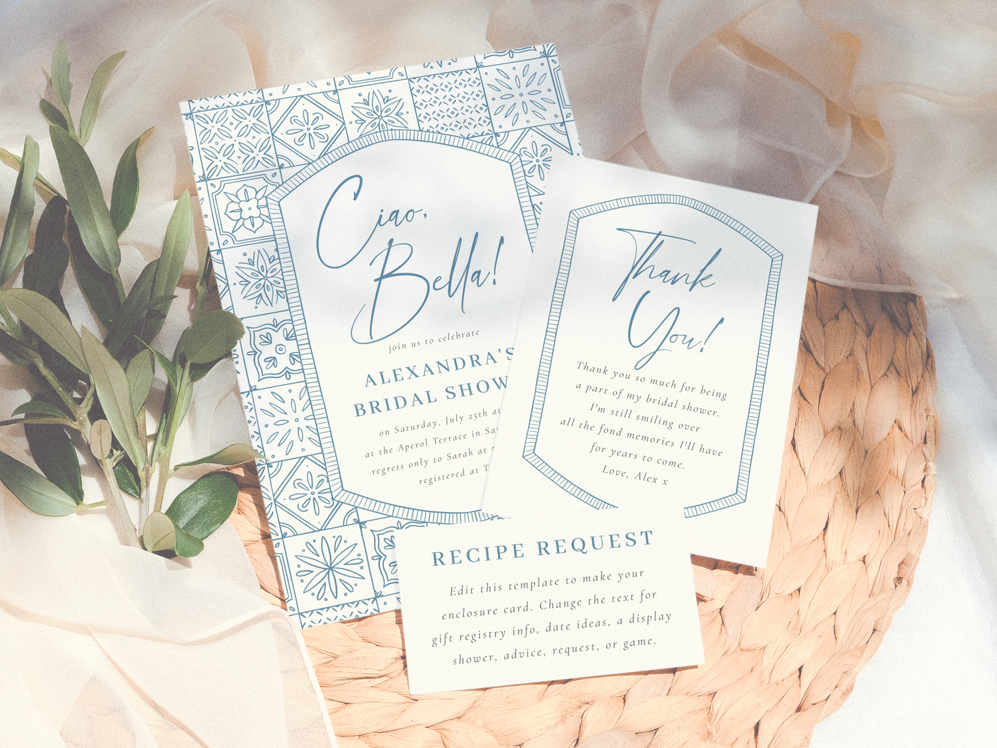 Ciao Bella Italian Tiles Bridal Shower Invitation Bundle