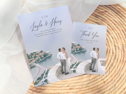 Elegant Monogram All-In-One QR Code Wedding Invitation Suite