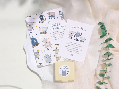 Robot Birthday Party Invitation Bundle