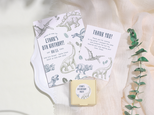 Dinosaur Boy Birthday Party Invitation Bundle
