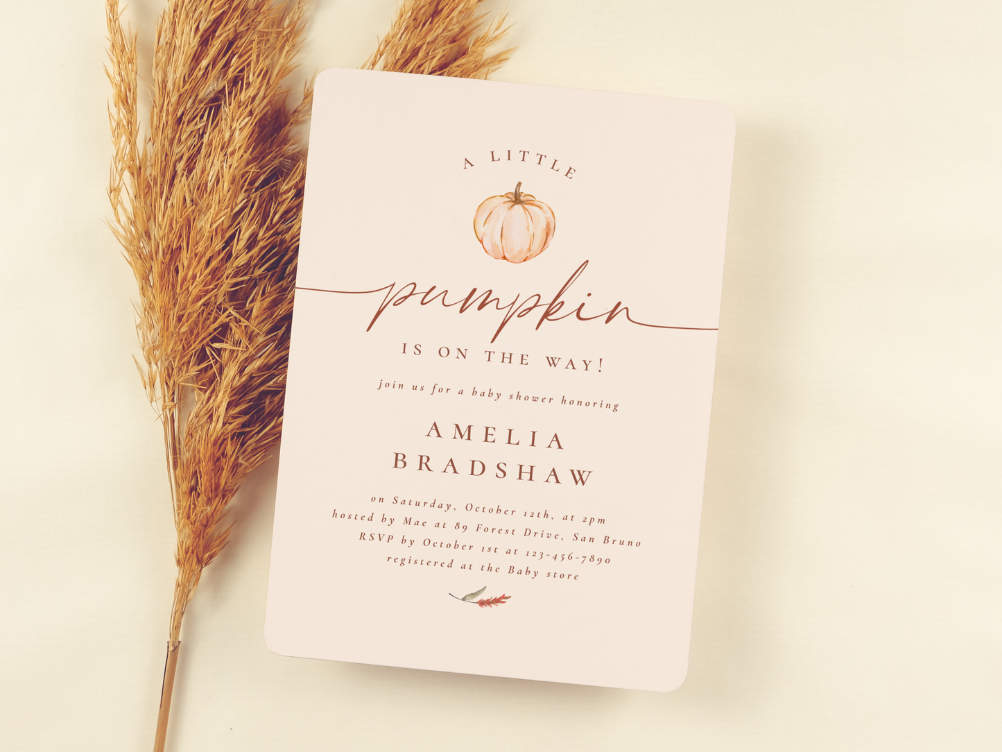 A Little Pumpkin Floral Baby Shower Invitation Bundle