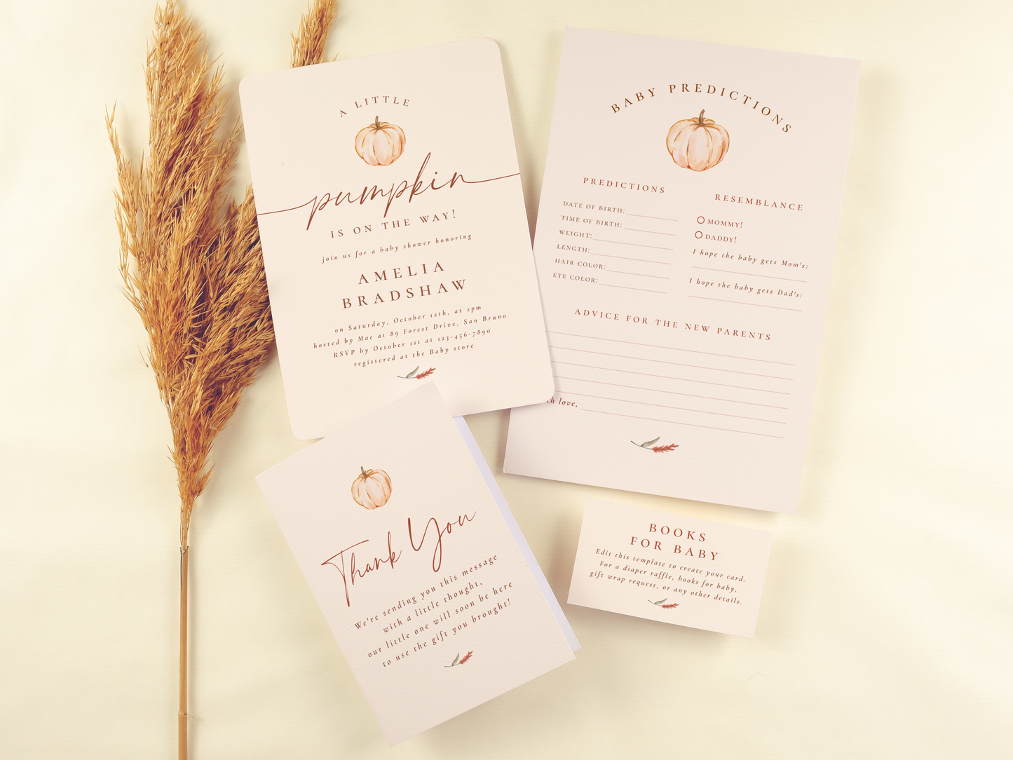 A Little Pumpkin Floral Baby Shower Invitation Bundle
