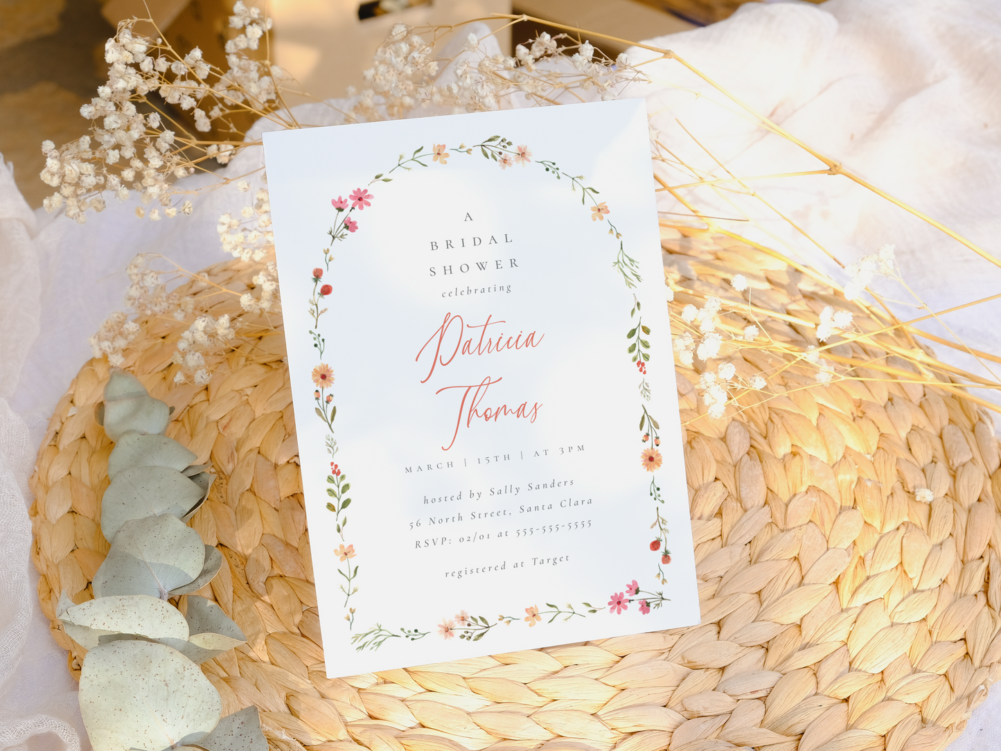Delicate Boho Wildflower Arch Bridal Shower Bundle