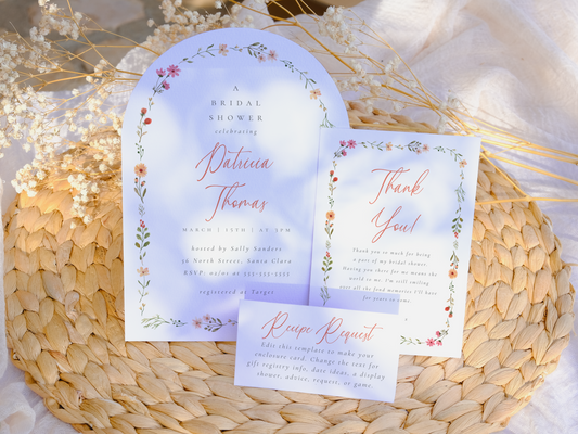 Delicate Boho Wildflower Arch Bridal Shower Bundle