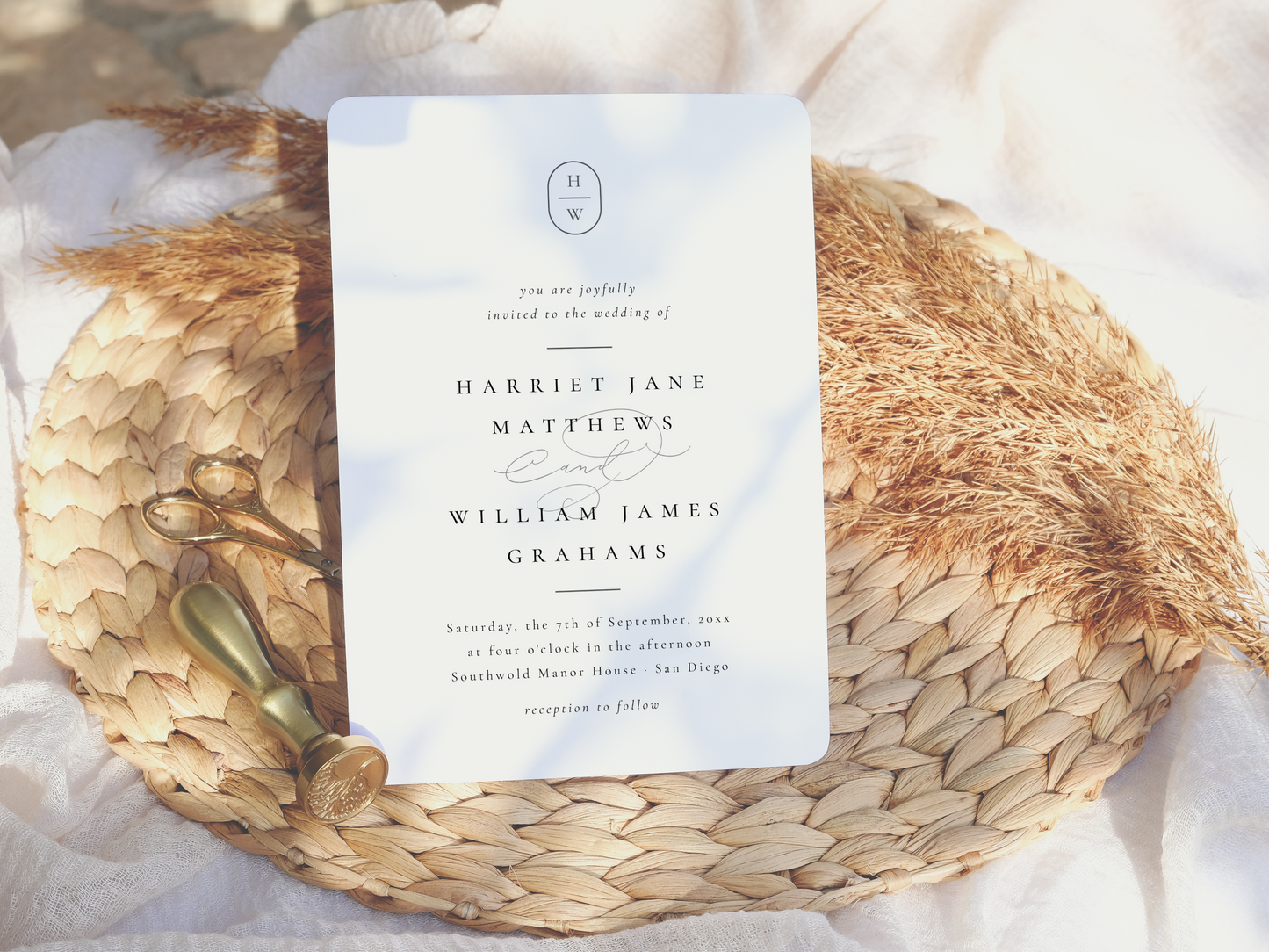 Elegant Initials Photo Arch Wedding Invitation