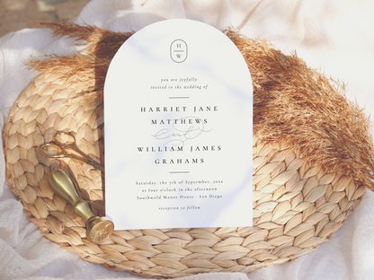 Elegant Initials Photo Arch Wedding Invitation