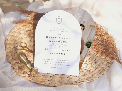 Elegant Initials Photo Arch Wedding Invitation