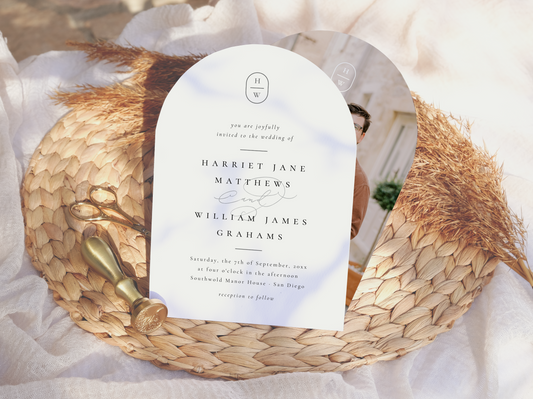 Elegant Initials Photo Arch Wedding Invitation