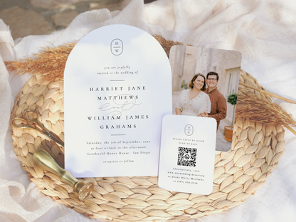 Elegant Initials Arch Wedding Invitation Suite