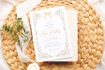 Wildflower & Yellow Bow Baby Shower Invitation Bundle