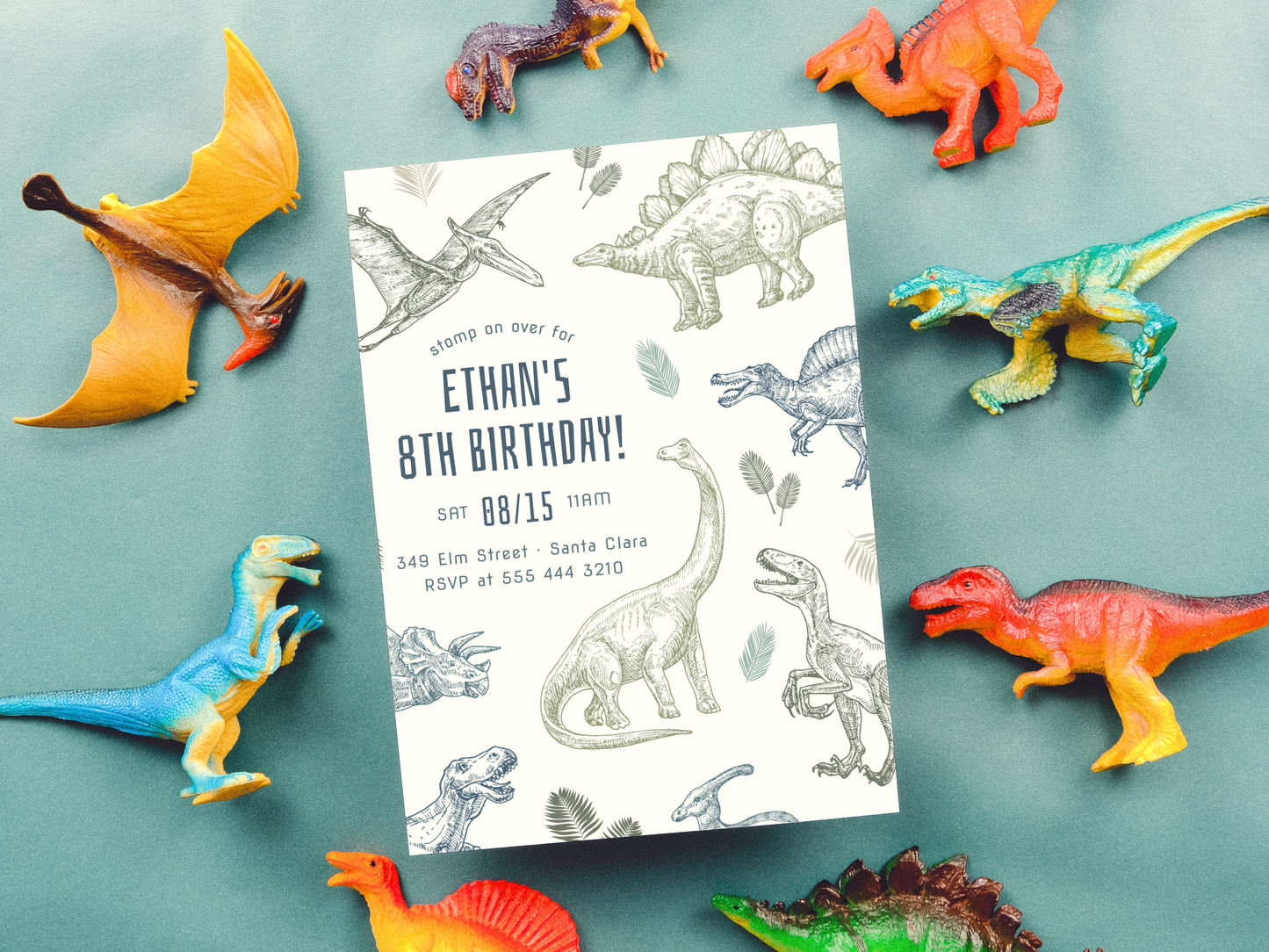 Dinosaur Boy Birthday Party Invitation Bundle