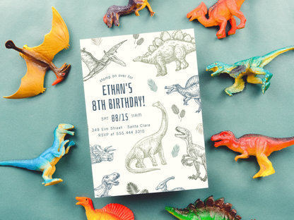 Dinosaur Boy Birthday Party Invitation Bundle