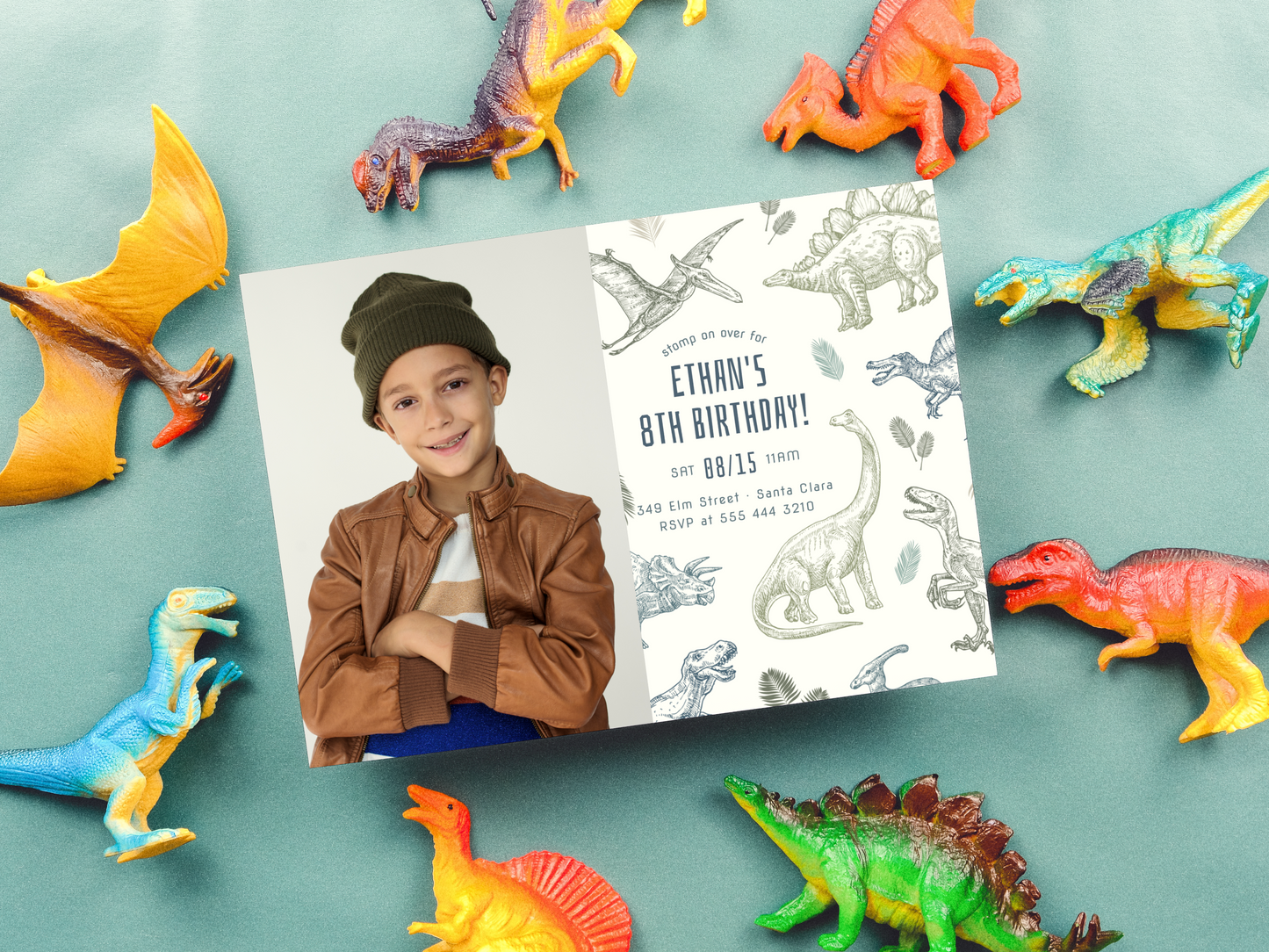 Dinosaur Boy Birthday Party Invitation Bundle