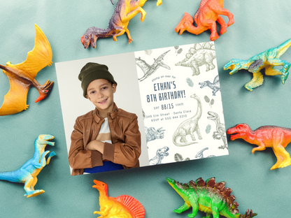 Dinosaur Boy Birthday Party Invitation Bundle