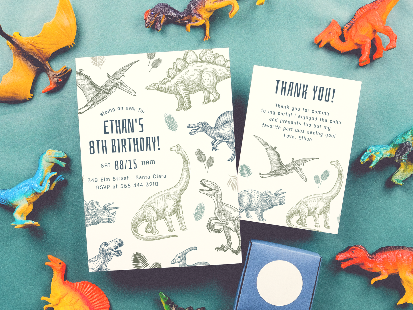 Dinosaur Boy Birthday Party Invitation Bundle