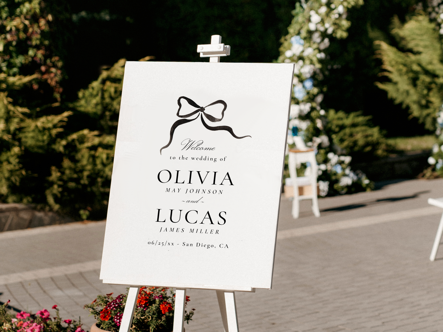 Elegant Bow All-In-One Black Wedding Invitation Suite