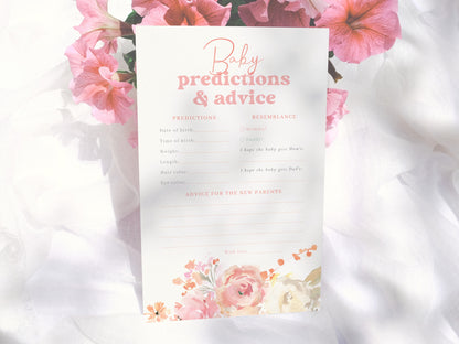 Retro Watercolor Floral Girl Baby Shower Invitation Bundle