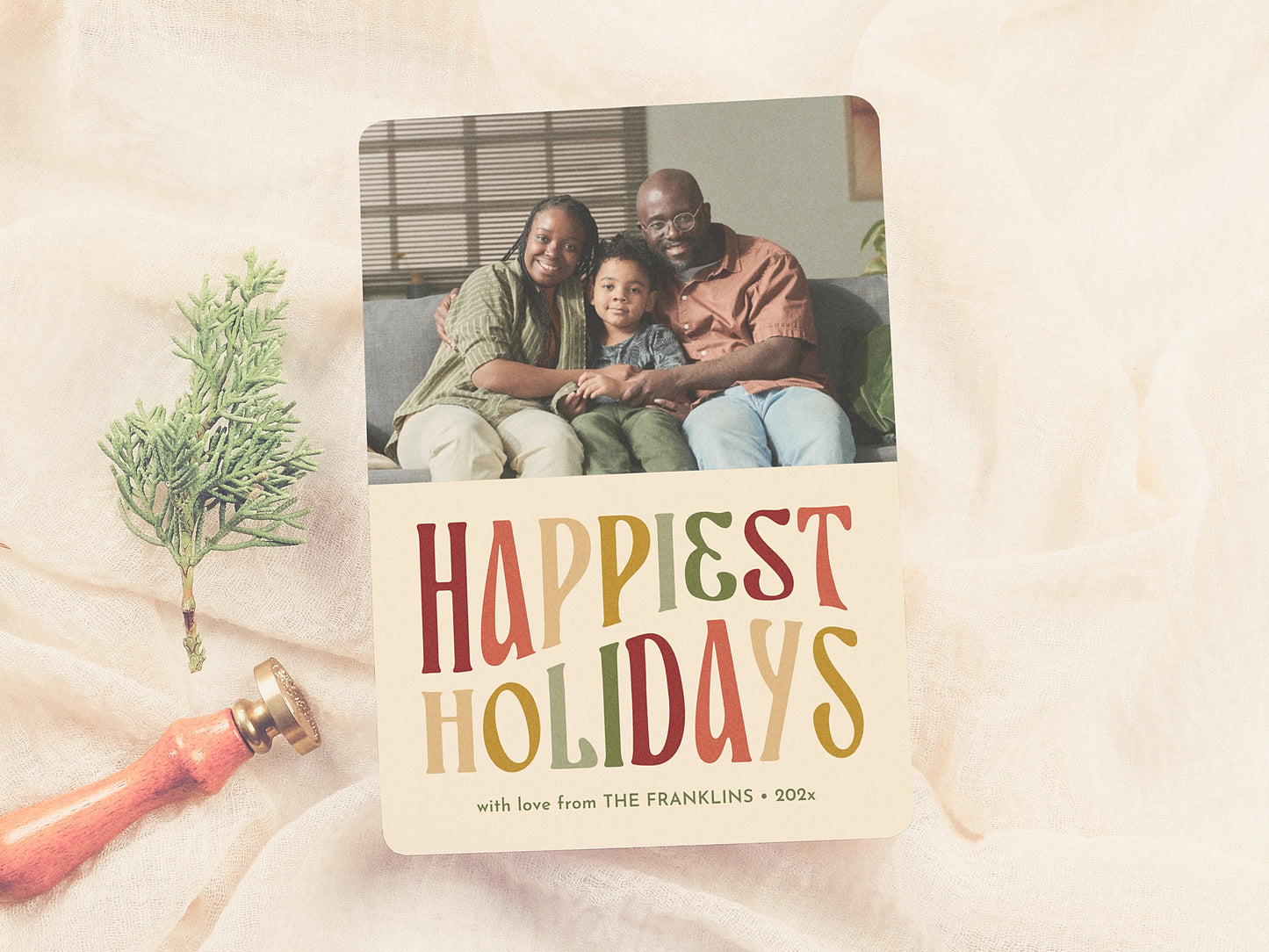 Happiest Holidays Fun Retro Christmas Photo Card