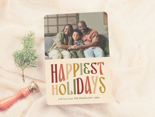 Happiest Holidays Fun Retro Christmas Photo Card