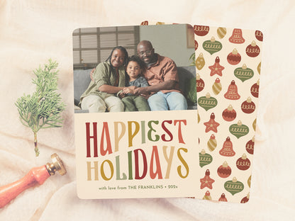 Happiest Holidays Fun Retro Christmas Photo Card