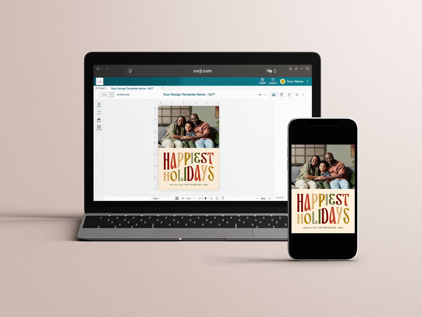 Happiest Holidays Fun Retro Christmas Photo Card