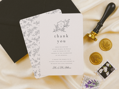 Illustrated Wedding Crest Botanical Wedding Invitation Suite