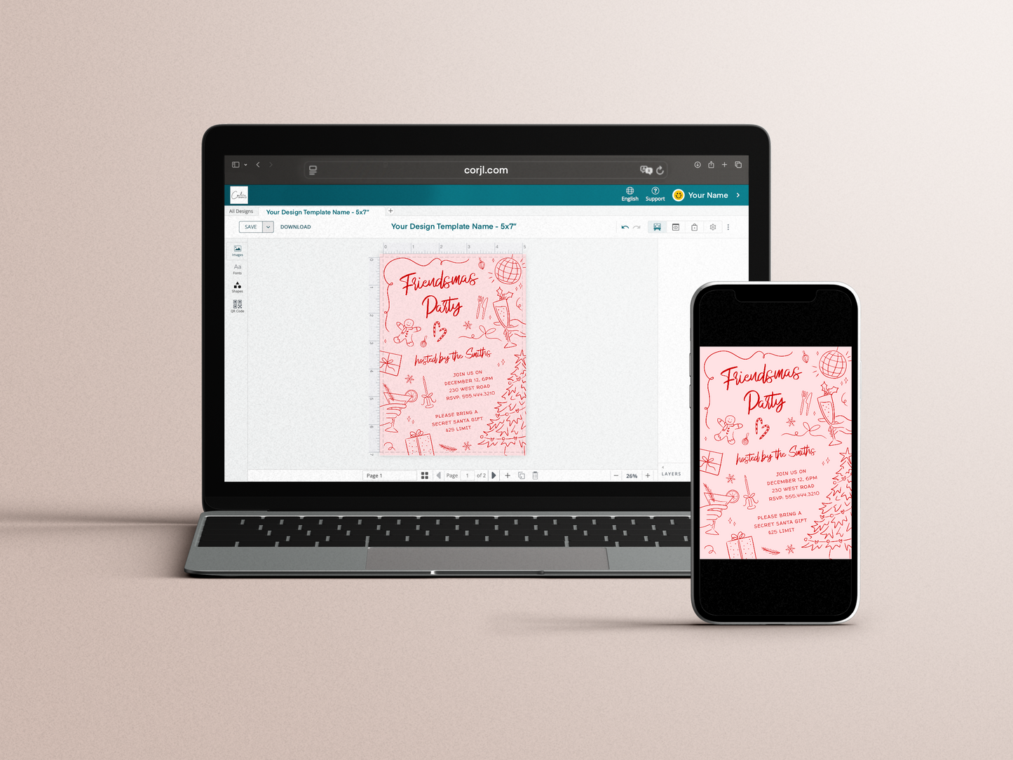 Friendsmas Whimsical Doodle Christmas Party Invitation