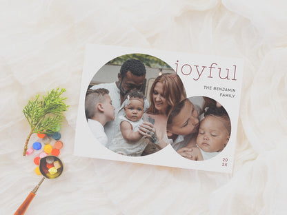 Joyful Modern 2 Photo Christmas Holiday Card