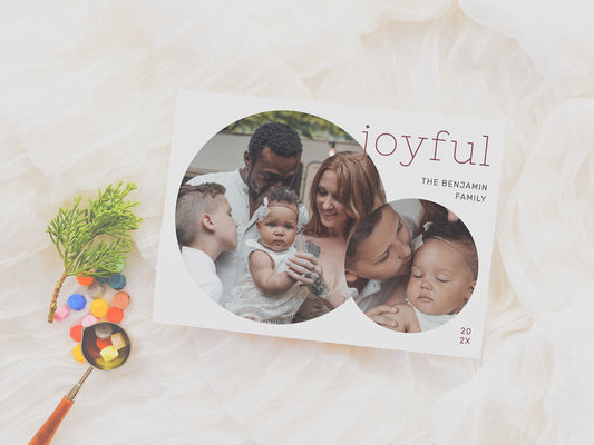 Joyful Modern 2 Photo Christmas Holiday Card