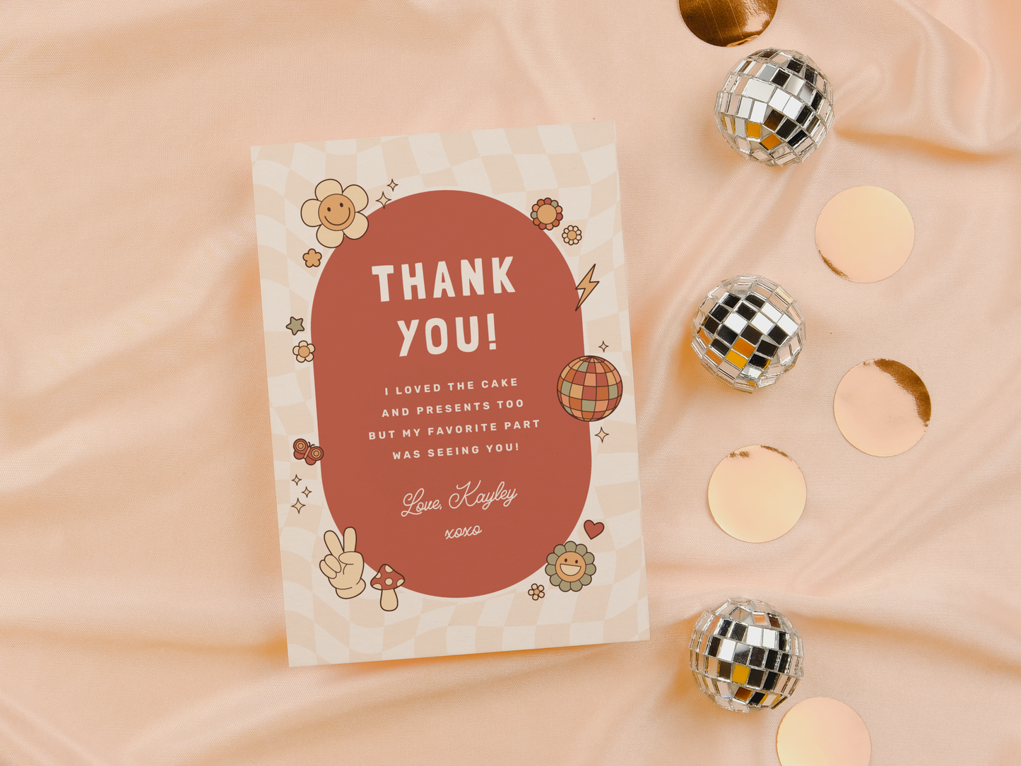 Groovy Daisy Retro Girl Birthday Party Invitation Bundle