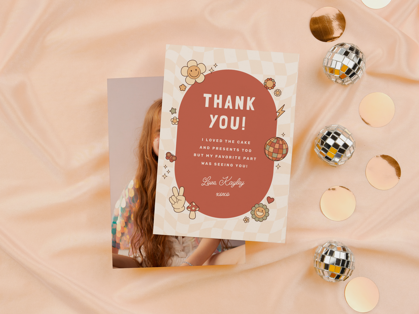 Groovy Daisy Retro Girl Birthday Party Invitation Bundle