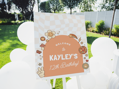 Groovy Daisy Retro Girl Birthday Party Invitation Bundle