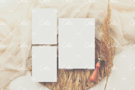 Boho Soft & Pampas 5x7 & 3.5x5 Left Vertical Card Mock-up