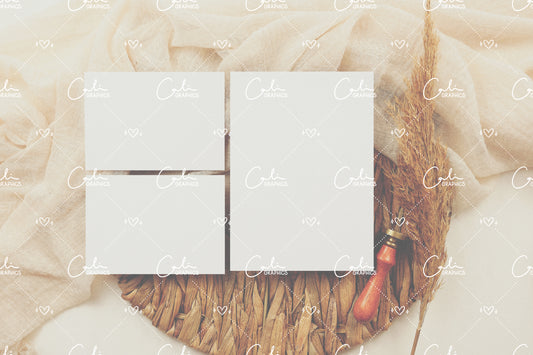 Boho Soft & Pampas 5x7 & 3.5x5 Left Horizontal Card Mock-up